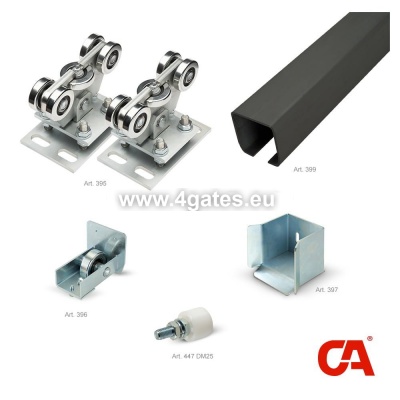 Sliding door fitting set COMBI ARIALDO for gates up to 600kg / bar 6M / 68x68x3mm / UNSINKED