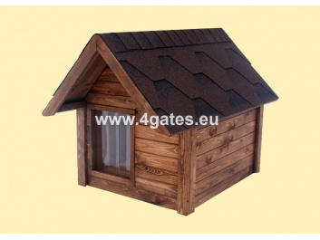 Hundehütte mit Giebeldach und kleiner Dachabdeckung
