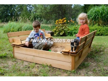Square Sand Box with a Cover and Seats