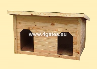 Double kennel with a lean-to roof