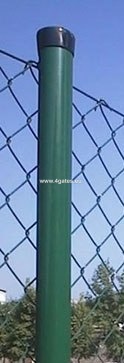 Apaļš žoga stabs ZN+RAL 6005; 48x2000 mm ar PVC cepurīti