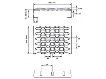 Cinkots profilēts metāla režģis; SERRATED; 2,5x40x300x6000mm