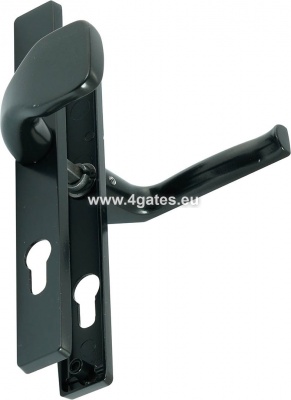 Gate handle with cover, one-sided fixed handle 90 mm (black)