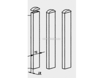 PVC Zaunbrett mit Hut 72x18x1800mm / Dunkelbraun