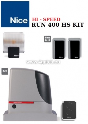 High-speed sliding gate automation NICE RUN 400 HS KIT