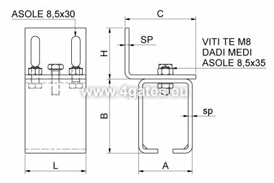 COMBI ARIALDO Wandhalterung PICCOLO, 60x60mm, 41x48x3mm (verzinkt)