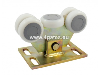 Sliding gate polymer roller block