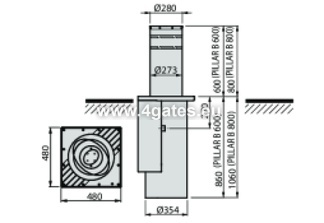 Hidraulinis teritorijos stulpeliai BFT PILLAR B 275 / 600.6CL