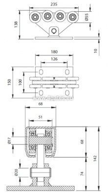 COMUNELLO Ruļļu bloks CGS-350.8Mini (8 ruļļi, cinkots)