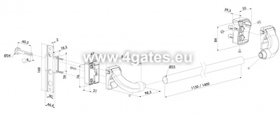 Aluminium-Druckstange-L für Außentorschlösser LOCINOX LAKQ, LPKQ, LFKQ