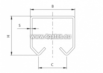 COMUNELLO Sliding trolley 24 Piccolo, L = 1000mm, 35x32x1,5 mm (galvanized)